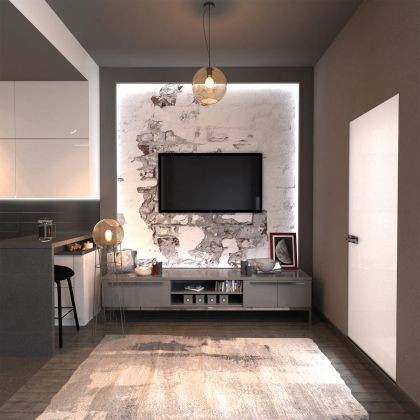 Дизайн интерьера квартиры-студии (3d-визуализация)