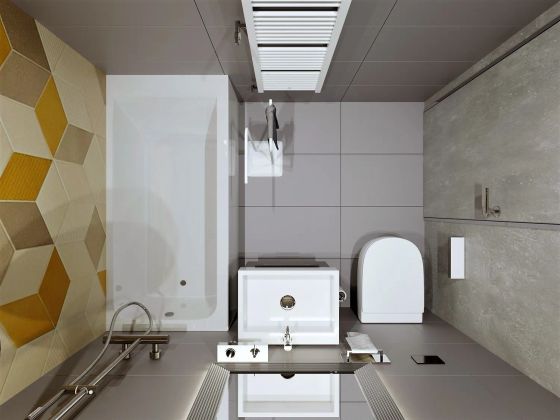 Дизайн маленькой ванной для проекта в Москве. 
