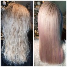 Молекулярное восстановление волос с добавлением розового пигмента