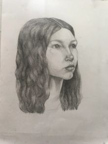 Занятия по портрету с натуры. Ученица 16 лет.