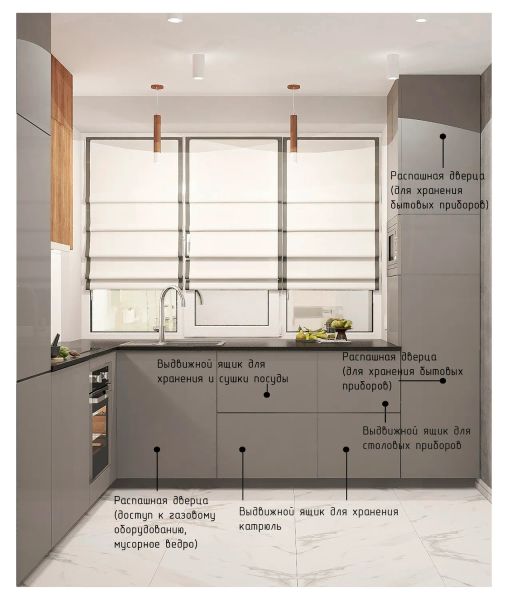 Дизайн-проект 2-х комнатной квартиры в г.Гатчина. Обязательно утверждаем наполнение шкафчиков на кухне.