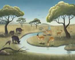 Иллюстрация к книге про животных саванны