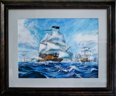 "Морской бой"
бумага, акварель