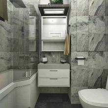 Дизайн-проект ванной комнаты 2х1,5 м (3 кв.м)
