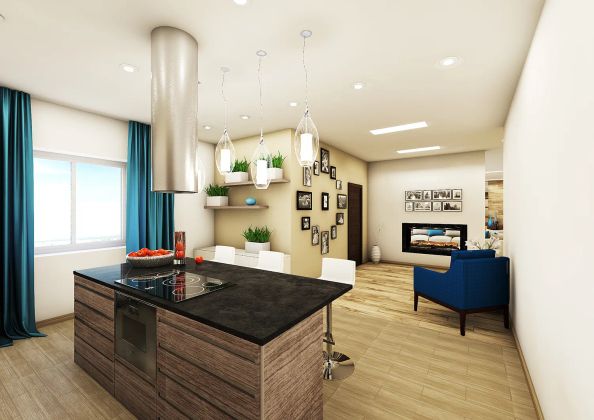 3d визуализация кухни в 3-комнатной квартире