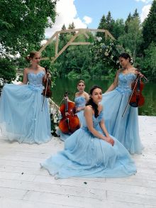 Классический квартет (флейта, скрипка, альт, виолончель) - современные каверы и около джазовая музыка на свадебном торжестве.