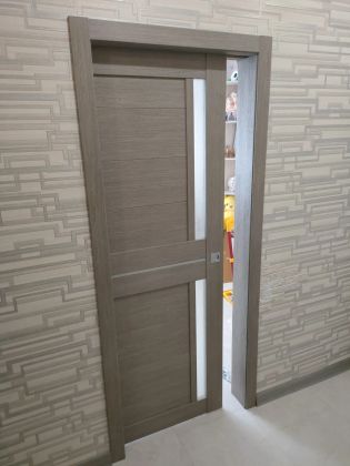 Установка дверей-купе внутри перегогодки