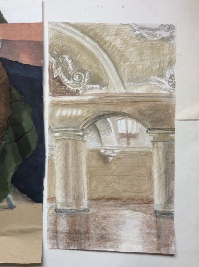 Интерьер метро. Пастель.