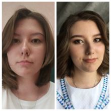 Пример коррекции лица с помощью макияжа! Замечательный "до и после", говорящий сам за себя! 