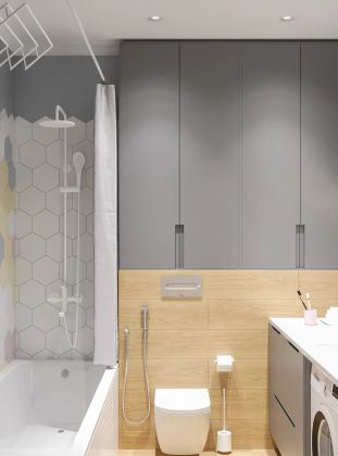 Нежная ванная комната для заказчицы в современном стиле