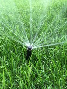 Веерный выдвижной дождеватель для полива газона