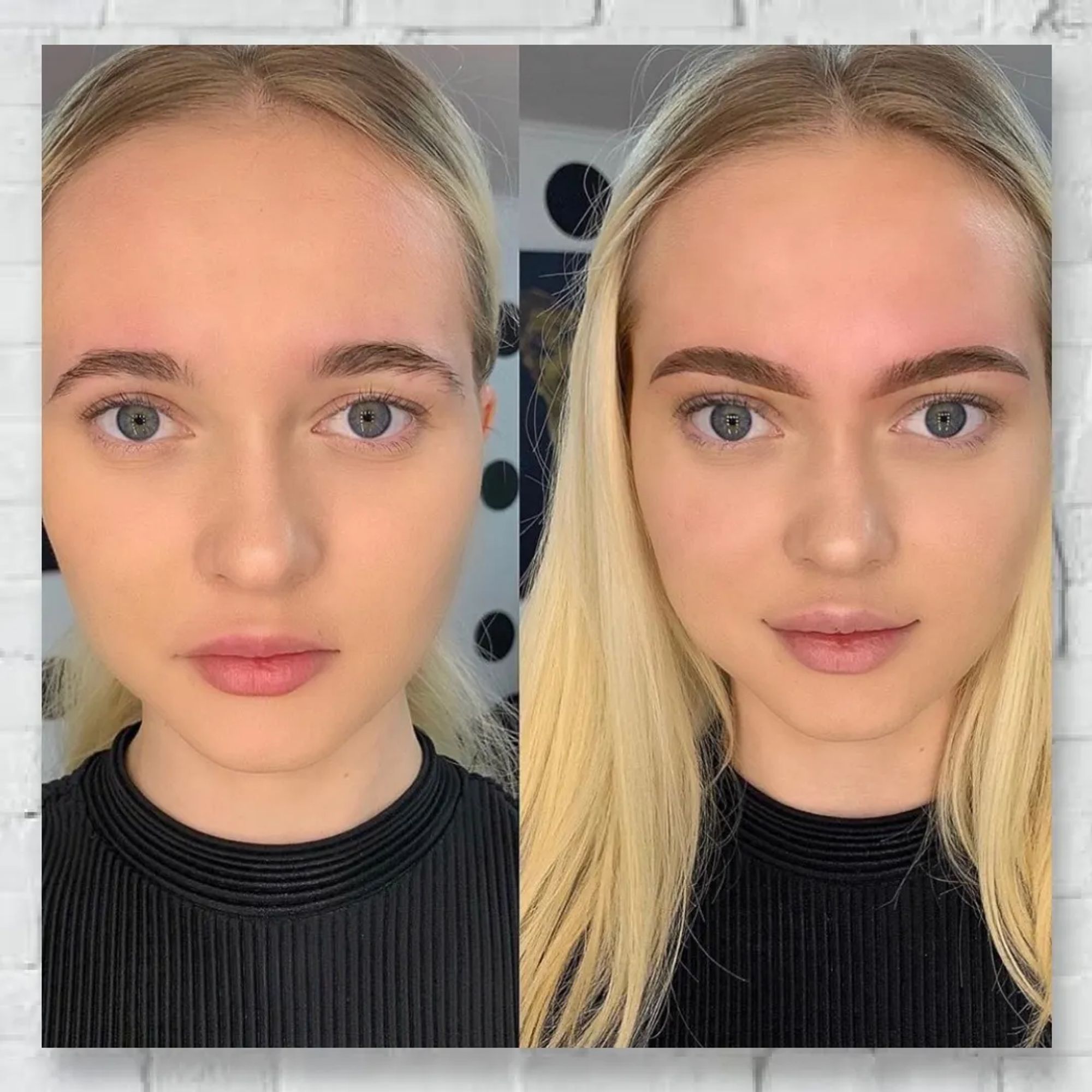 Пудровое напыление бровей для блондинок фото до и после