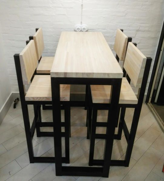 Барный стол лофт со стульями
