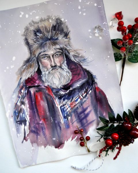 Fashion Santa
Мужской портрет к Новому году в стиле фешн
Акварель