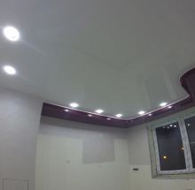 Монтаж двухуровневого потолка с распределением зон освещения в 3х комнатной квартире. Зона кухни.