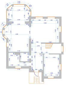 Обмерный план до перепланировки, дом в к/п «Гайд Парк», 1 этаж
