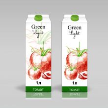 Разработка дизайна упаковки для соков серии " Green Light"