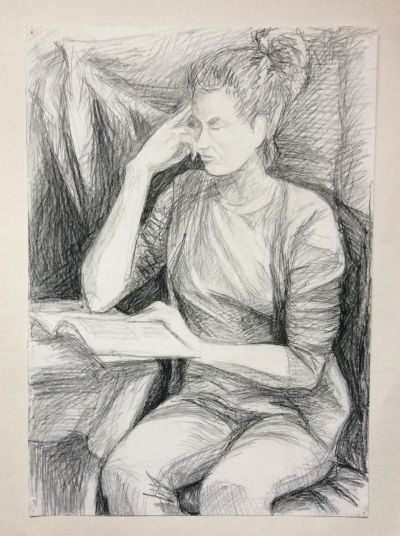 Институтские натурщики. Рисунок карандашом. 