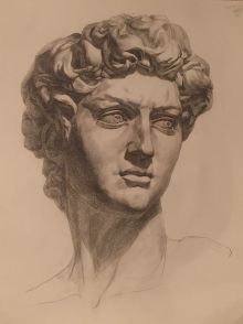 голова Давида, рисунок карандашом