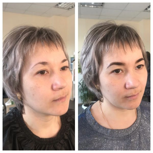 Коррекция бровей пинцетом и создание новой формы хной