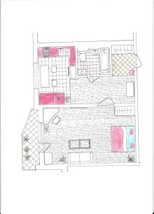 Дизайн-проект однокомнатной квартиры, схема расстановки мебели