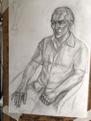 Рисунок портрета с руками  (Моя работа)