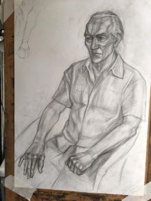 Рисунок портрета с руками  (Моя работа)