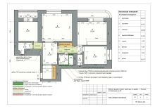 Монтажный план к дизайн-проекту трехкомнатной квартиры. На плане показаны размеры помещений, а также монтируемые конструкции. Москва, 2017 г. Разработка в SketchUp и LayOut