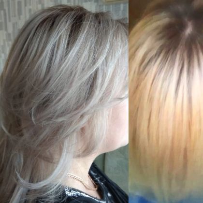 Окрашивание волос в блонд .Фото до и после.
