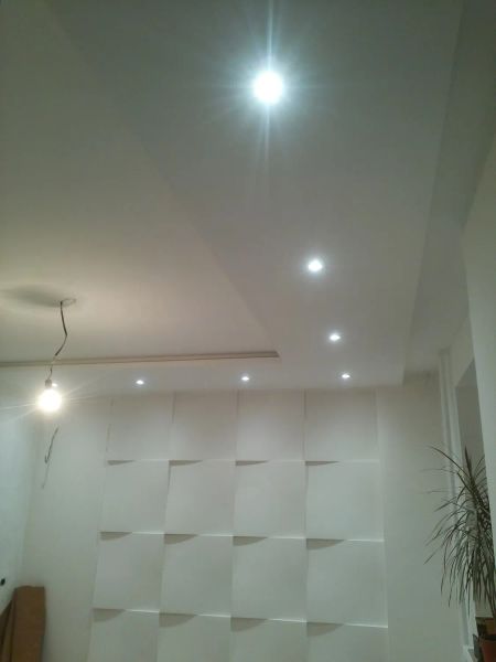 Потолок из гипсокартона, освещение, 3D панели