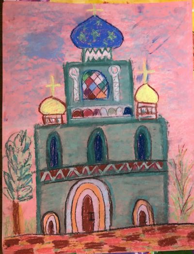 Работа ученицы пастелью (5 лет)