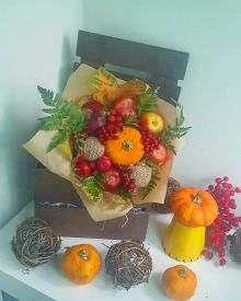 Осенний букет с декоративной тыковкой