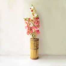 Интерьерная ваза из деревянных палочек и джута с искусственными цветами. Диаметр 15 см, высота 32 см, ( с цветами 92 см.