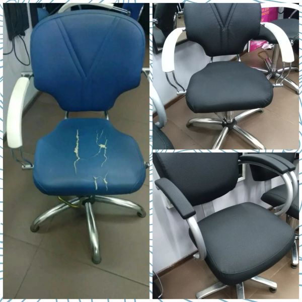 Перетяжка парикмахерского кресла без замены наполнителя