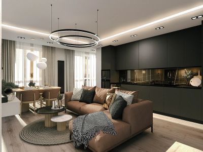 Вариант дизайна  кухни-гостиной