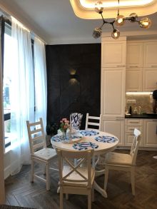 Фото кухни-гостиной из реализованного проекта, евродвушка в ЖК «Олимпийская Ривьера»