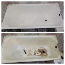Реставрация ванн, замена старого слива, Снятие старого акрила 