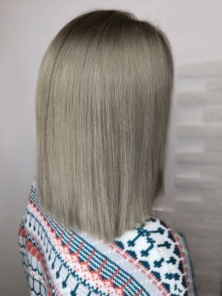 Однотонное окрашивание под свой натуральный цвет волос, после блонда 